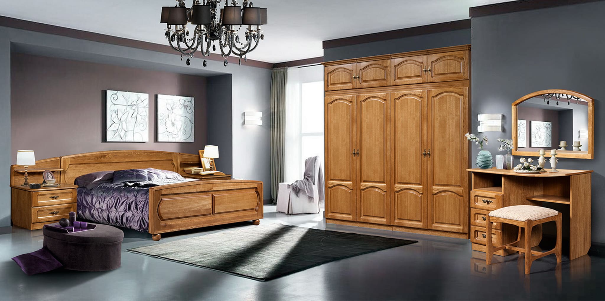 Набор мебели для спальни "КУПАВА-1" ГМ 8420,ДУБ б/м  "P-43" дуб натуральный