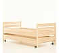 Кровать Нордик (Nordic) модель У с выдвиж. дном на колесиках   80*160 Массив березы Без покрытия